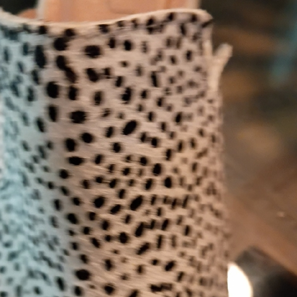 Black and White Ankle Boots with Cheetah Print - Picture 9 of 10